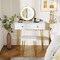 White Vanity Desk with Lighted Adjustable Mirror and Storage for Bedroom